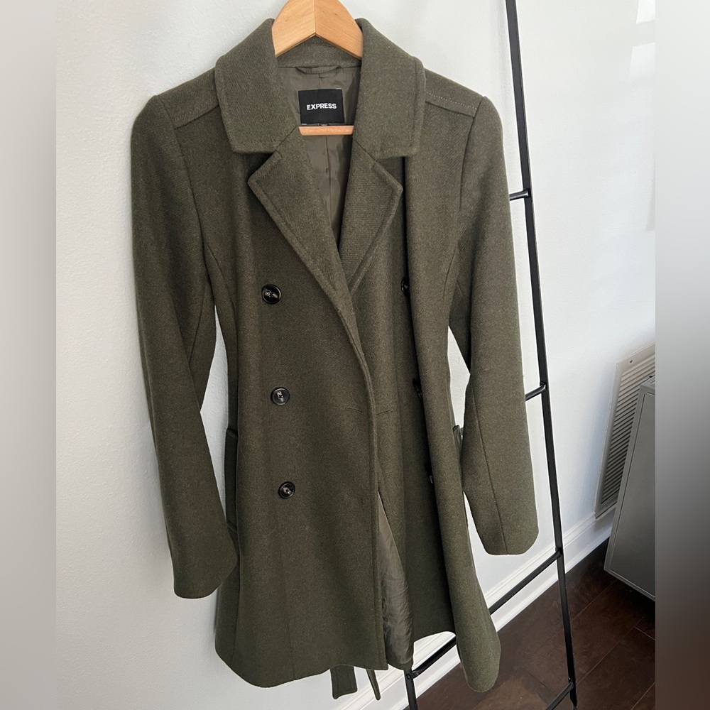 Express - Women’s Belted Wool-Blend Coat with Buttons